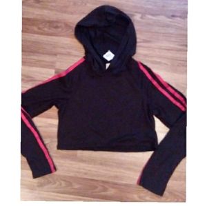 NWT Jrs Large Say Anyth Cropped Hooded Long Sleeve